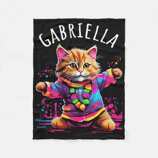 Manta Polar Gabriella Dancing Kitty Cat Design Para Chicas Nom (Anverso)