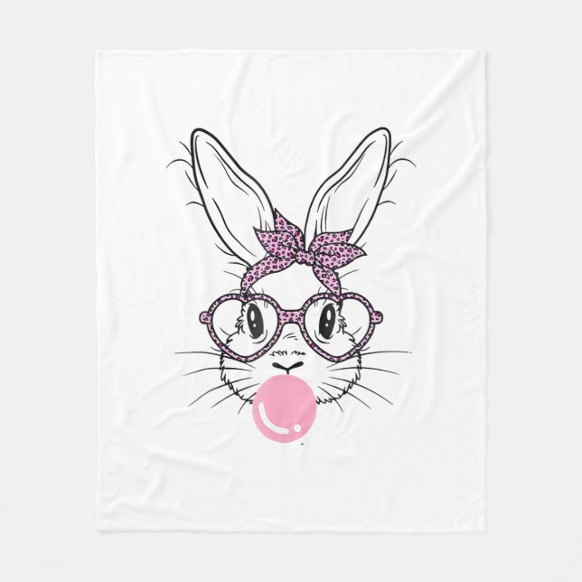 Manta Polar Gafas de leopardo de cara de conejo Chicle Día de  (Anverso)