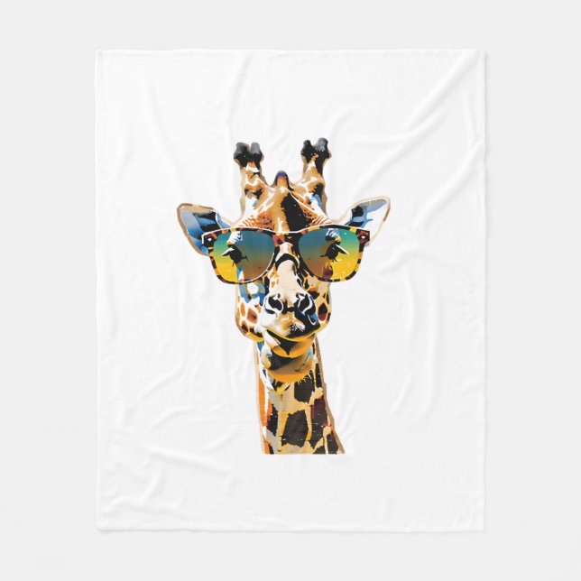 Manta Polar gafas de sol de animales girafa con gafas de sol (Anverso)
