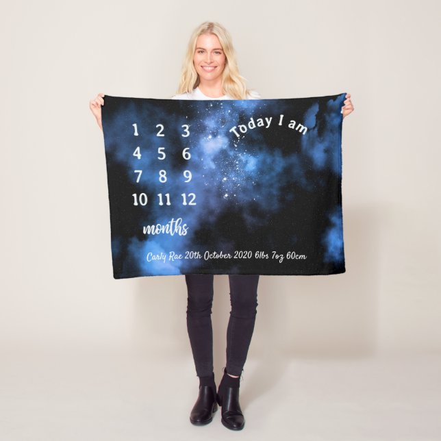 Manta Polar Galaxia Baby Milestone Fleece Blanket (In situ)