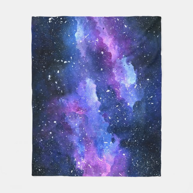 Manta Polar Galaxia Espacio Universo Acuarela Púrpura (Anverso)