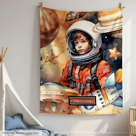 Manta Polar Galaxy Blanket con nombre personalizado astronauta