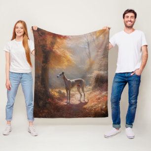 Manta Polar Galgo entre hojas de otoño que caen Inspira