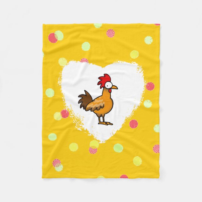 Manta Polar gallo del pollo de la granja divertida (Anverso)