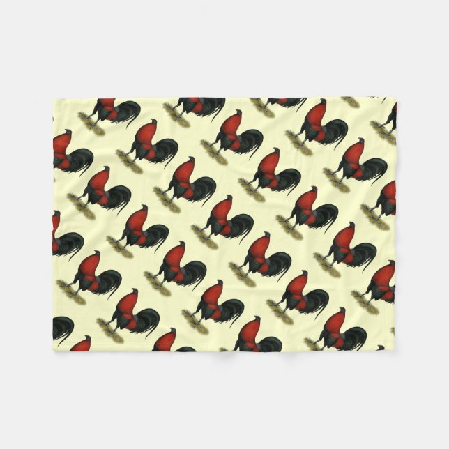 Manta Polar Gallo Rojo Negro Americano BB (Frente (Horizontal))