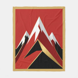 Manta Polar Gama de montañas abstracta rojo negro dorado