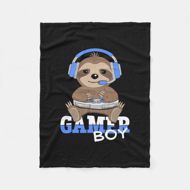 Manta Polar Gamer Boy Sloth Gaming Sloths Videojuegos Hombres  (Anverso)