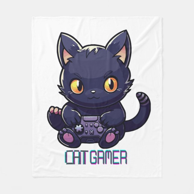Manta Polar Gamer de gatos (Anverso)