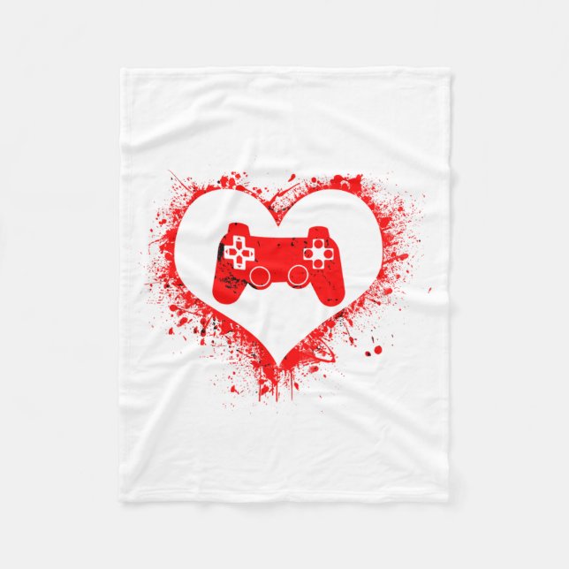 Manta Polar Gamer Heart Valentines Day Video Games Boys Kids T (Anverso)