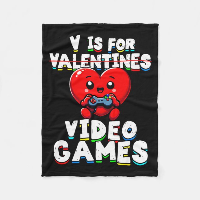 Manta Polar Gamer Valentines V For Video Games Boys Funny Hear (Anverso)