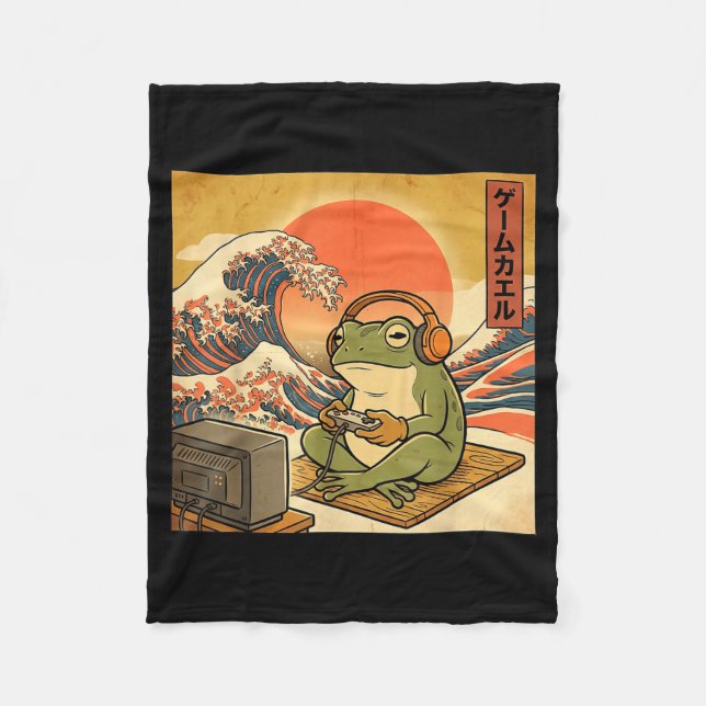 Manta Polar Gaming Frog Art Ukiyo-e Japanese Gamer Anime Men W (Anverso)