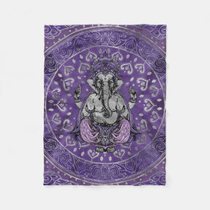 Manta Polar Ganesha - plata y púrpuras
