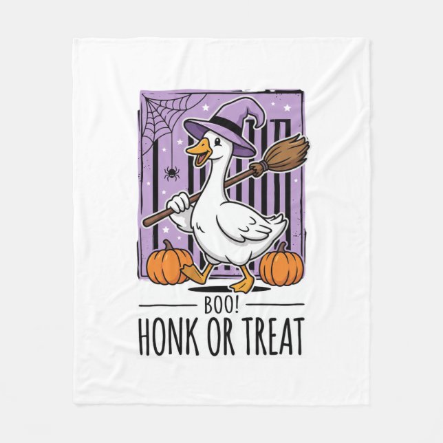 Manta Polar Ganso de Bruja de Halloween Honk o Tratar (Anverso)