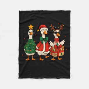 Manta Polar Ganso Navideño Alegre Santa Reno Navidad Árbol