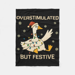 Manta Polar Ganso Navideño Divertido Sobrestimulado Pero Festi