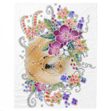 GARDEN DANCE CHOW blanco- Fleece Blanet 3 tamaños