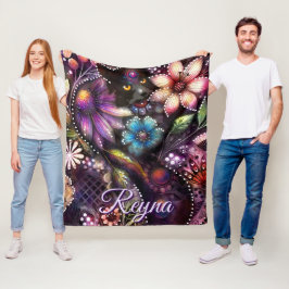 Manta Polar Garden Kitty Cat Floral Abstract Personalized