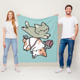 Manta Polar Garras y Juego – Ilustración de Gato Adorable