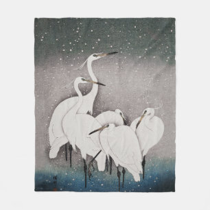 Manta Polar Garzas Koson en la Nieve: Japón Vintage
