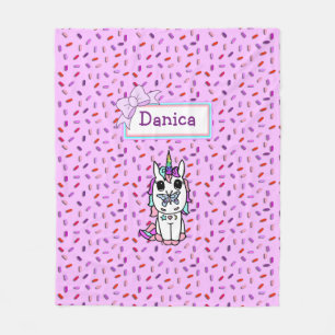 Manta Polar Gasas personalizadas de unicornio y caramelo con b