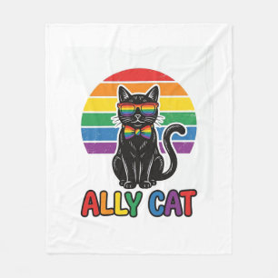 Manta Polar Gata Aliada Arcoíris Orgullo Diseño Camiseta Gato