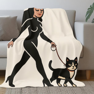 Manta Polar Gata Señora Cutie Gato Esmoquin Hueso Gráfico de