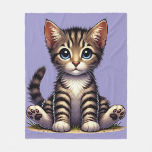 Manta Polar Gatito Adorable De Tabby Con Ojos Azules