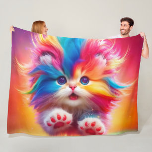 Manta Polar Gatito arcoiris