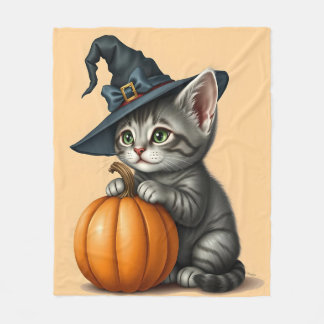 Manta Polar Gatito caprichoso de Halloween, adorable gatito br