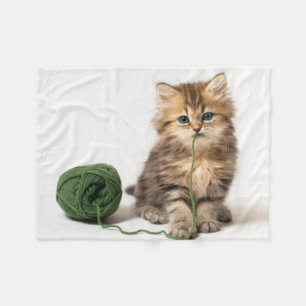 Manta Polar Gatito con hilado verde