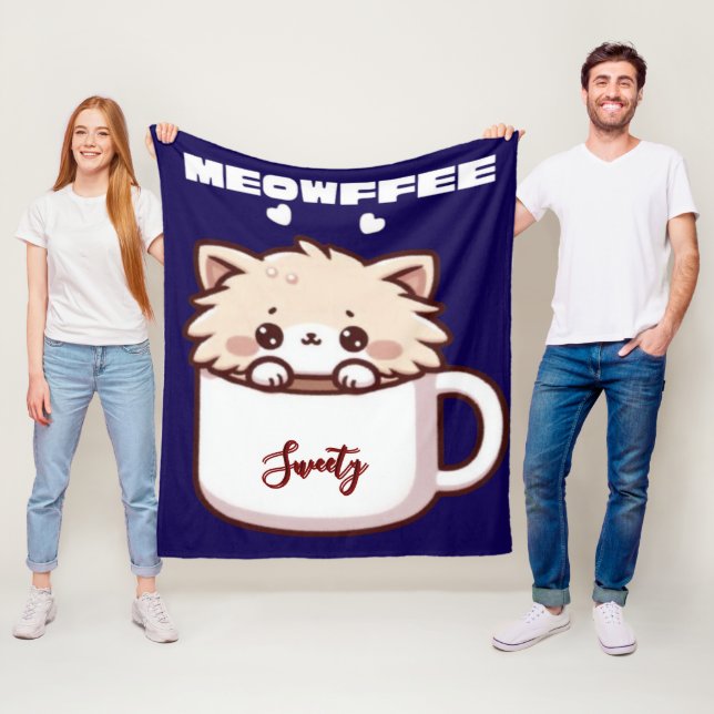 Manta Polar Gatito de café Meowffee personalizado (In situ)