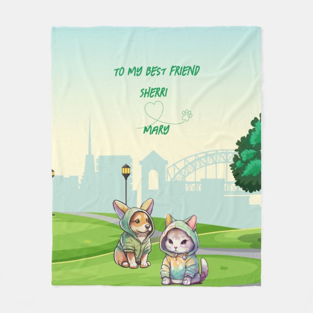 Manta Polar Gatito dulce y mejor amigo (Anverso)