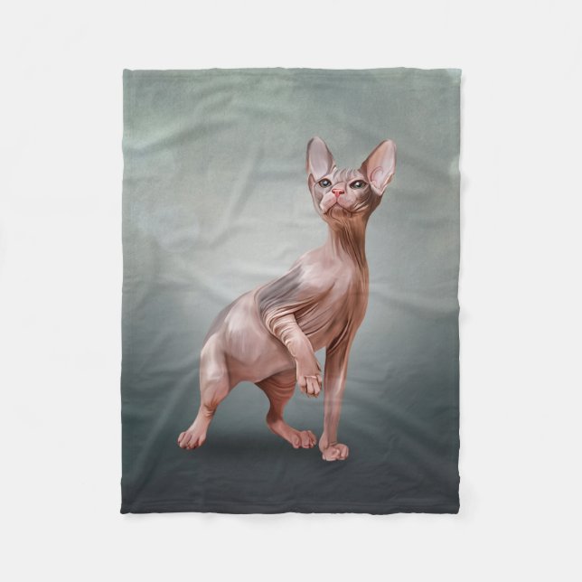 Manta Polar Gatito Sphynx plano (Anverso)