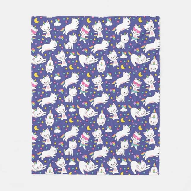 Manta Polar Gatito Unicornio Arcoíris (Anverso)