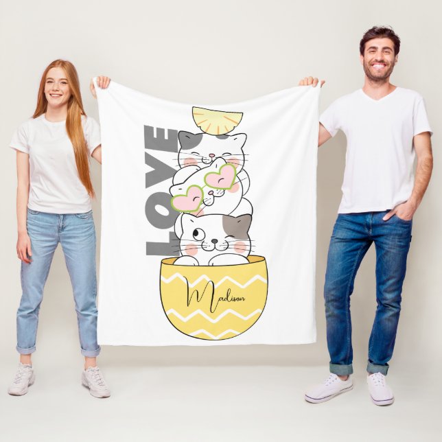 Manta Polar Gatitos de corte de nombre personalizado (In situ)