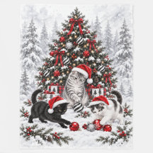 Gatitos de Navidad Traviesos Acuarela