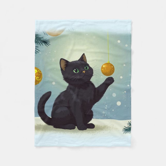 Manta Polar Gatitos Navidades juguetones (Anverso)