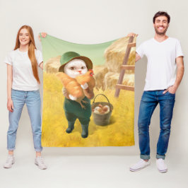 Manta Polar Gato Adorable con Hen en la Granja