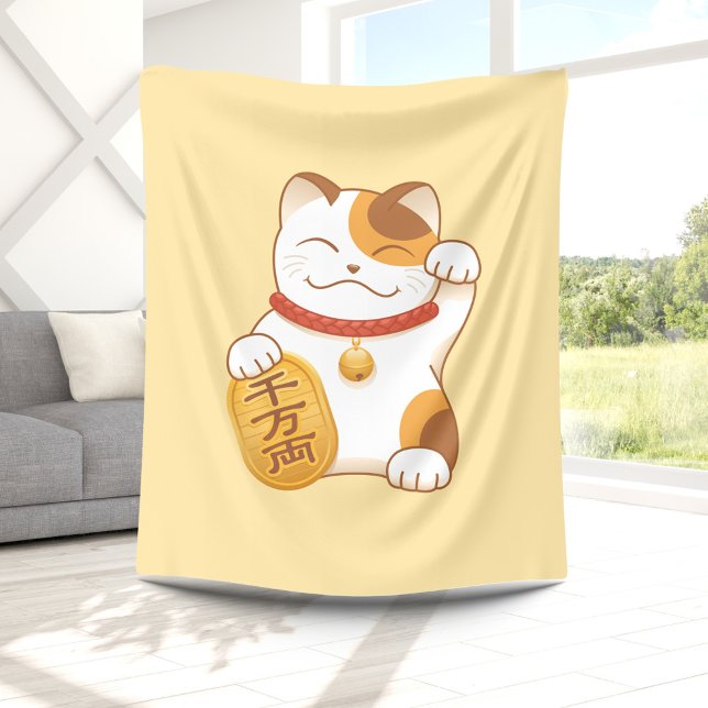 Manta Polar Gato Afortunado Japonés, Maneki Neko Buena Fortuna (Subido por el creador)