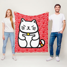 Manta Polar Gato afortunado japonés o Maneki-Neko