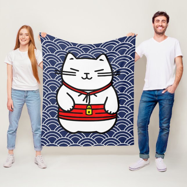 Manta Polar Gato afortunado japonés o Maneki-Neko (In situ)