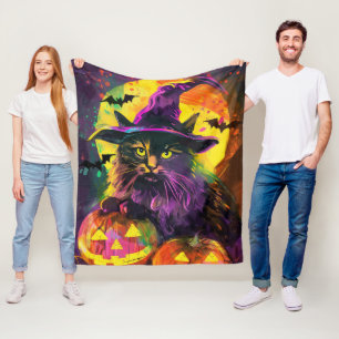 Manta Polar Gato Angora Turco Espeluznante de Halloween Bruja 