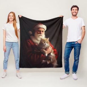 Manta Polar Gato Angora Turco Santa Claus Festivo Navidad