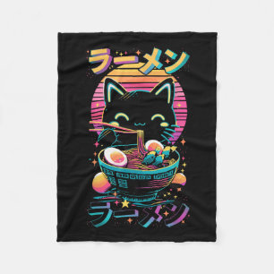 Manta Polar Gato animado comiendo Ramen Gato japonés de Ramen 