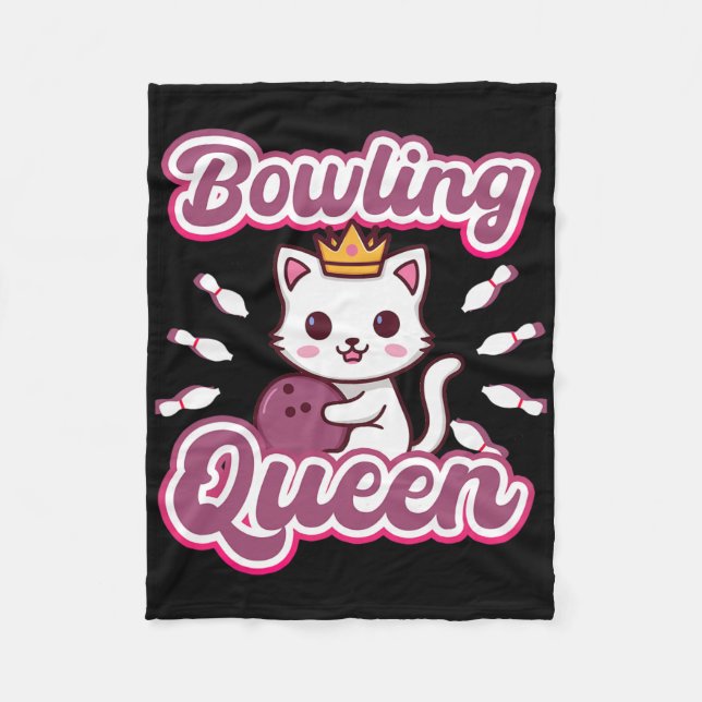 Manta Polar Gato anime de Kawaii de una reina de boliche (Anverso)
