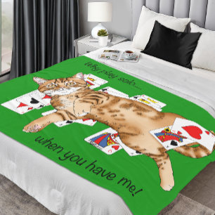 Manta Polar Gato atigrado naranja divertido jugando cartas de
