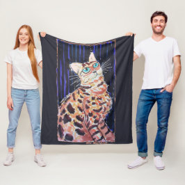 Manta Polar Gato Bengalí Neon Noir