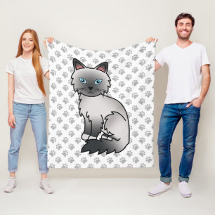 Manta Polar Gato Birman de punto azul / Ragdoll con patas lind