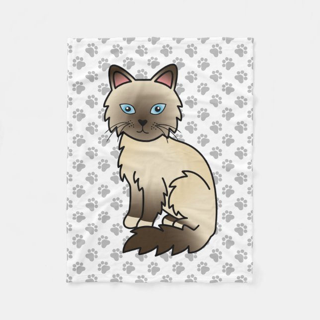 Manta Polar Gato Birman / Ragdoll de Chocolate Point Cute Cat  (Anverso)