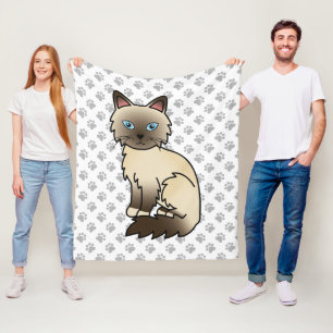 Manta Polar Gato Birman / Ragdoll de Chocolate Point Cute Cat 